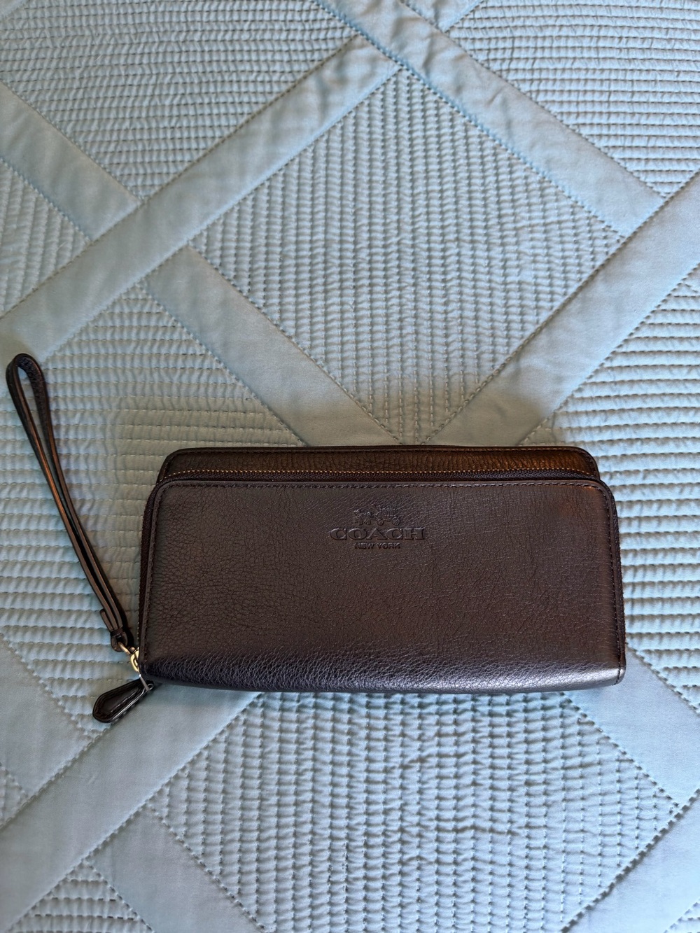 Coach Black Leather Zip Wallet Wristlet